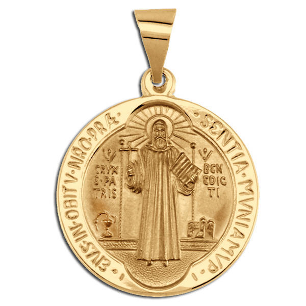 14K Yellow Gold Saint Benedict Hollow Jubilee Religious Medal