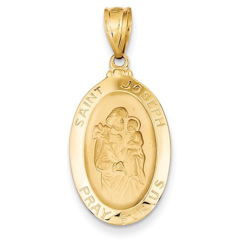 14K Yellow Gold Saint Joseph Oval Religious Medal