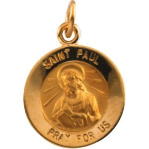 14K Gold Saint Paul the Apostle Religious Medal