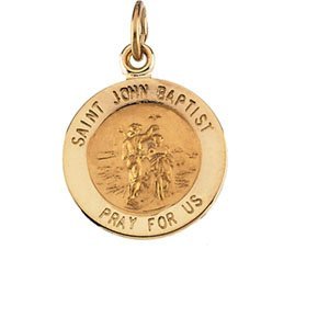 14K Gold Saint John the Baptist Religious Medal