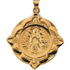 14K Gold Our Lady of Lourdes Religious Medal