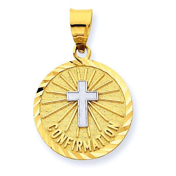 14K Gold Confirmation w/ Rhodium Cross Medal