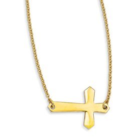 Stainless Steel Gold Plated Sideways Cross