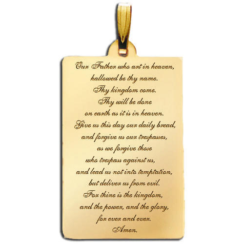 Rectangle with "Lord's Prayer" Script Pendant