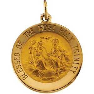 14K Gold Holy Trinity Religious Medal