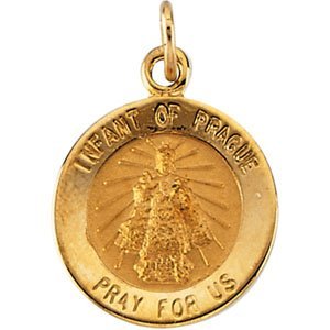 14k Gold Infant of Prague Religious Medal