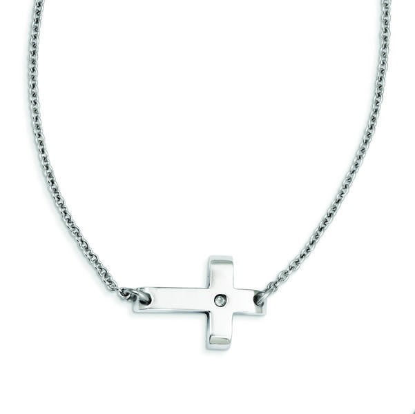 Sideways Cross Necklace with Cubic Zirconia