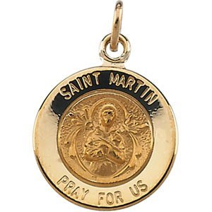 14K Gold Saint Martin de Porres Religious Medal