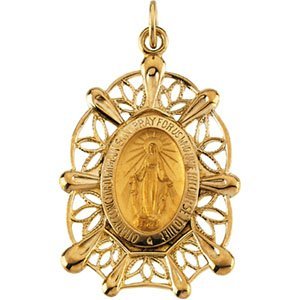 Gold Miraculous Medal, 24chain. Medalla Milagrosa Plata y Oro – Unique  Catholic Gifts