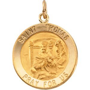 14K Gold Saint Thomas Religious Medal