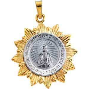 14K White and Yellow Gold Miraculous Medal