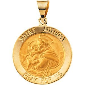 14K Gold Saint Anthony Hollow Religious Medal