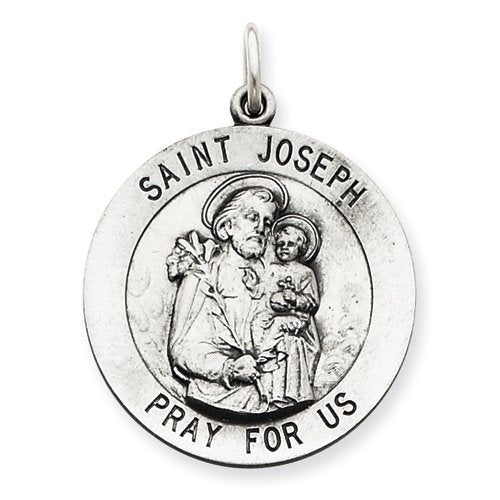 Sterling Silver Antiqued Saint Joseph Religious Medal