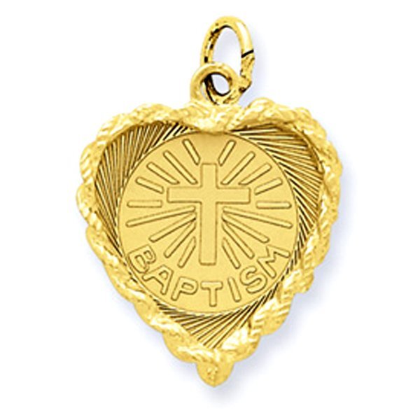 Baptism Heart with Rope Frame Charm Jewelry