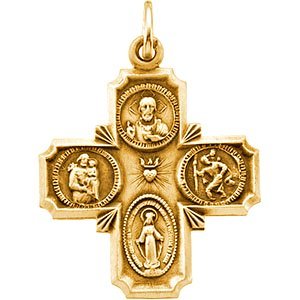14K Gold Four Way Religious Medal [H]