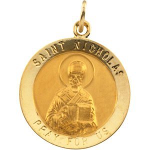 14K Gold Saint Nicholas Religious Medal