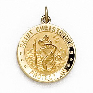 14K Gold Saint Christopher Religious Medal [H]