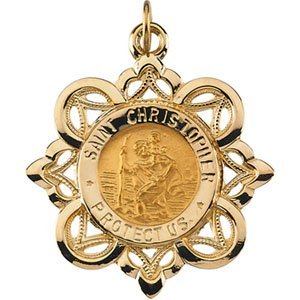 14k Gold Saint Christopher Medal