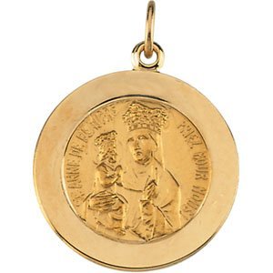 14K Gold Saint Anne de Beau Pre Religious Medal