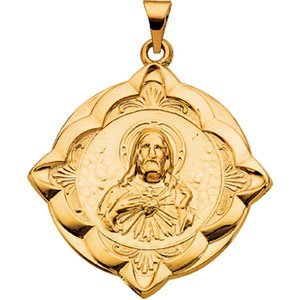 14K Gold Sacred Heart Religious Medal