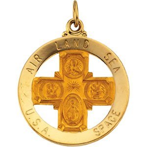 14K Gold Four Way Religious Medal