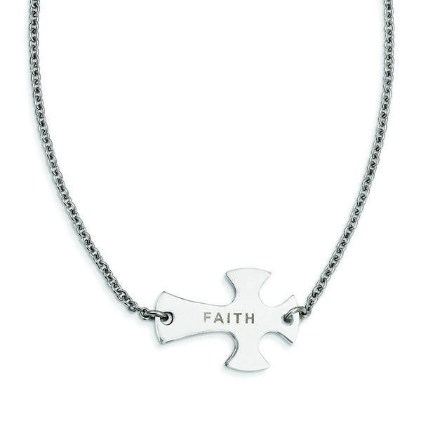 Faith Large Sideways Cross Necklace