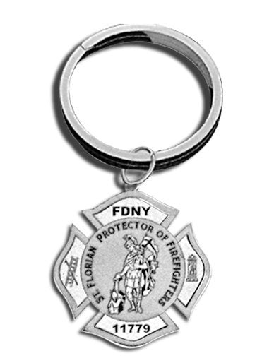 Saint Florian Badge Religious Engravable Keychain