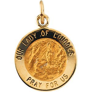 14K Gold Our Lady of Lourdes Medal