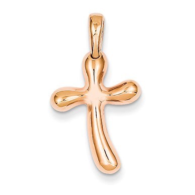 14k Rose Gold Freeform Cross Pendant