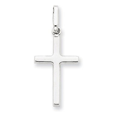 14k White Gold Hollow Cross Pendant