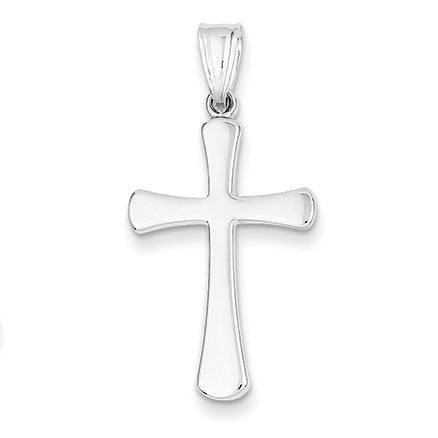 14k White Gold Hollow Cross Pendant