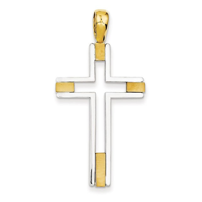14k Two-tone Fancy Cross Pendant