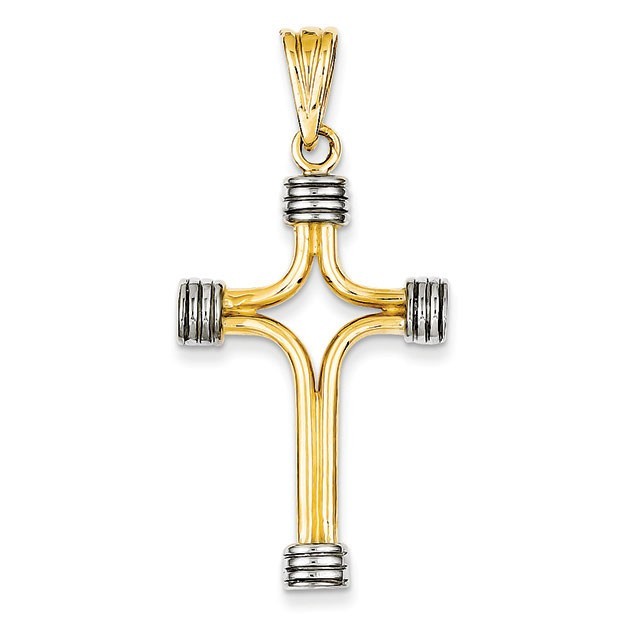 14k Two-tone Fancy Cross Pendant