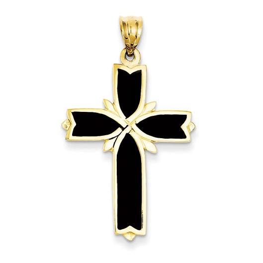 14k Enameled Latin Cross Pendant