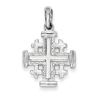 14k White Gold Jerusalem Cross Pendant