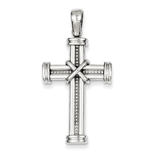 14k White Gold Latin Cross Pendant