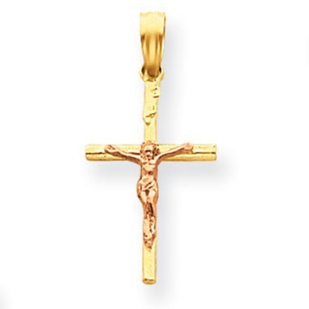 14k Two-tone Crucifix Pendant