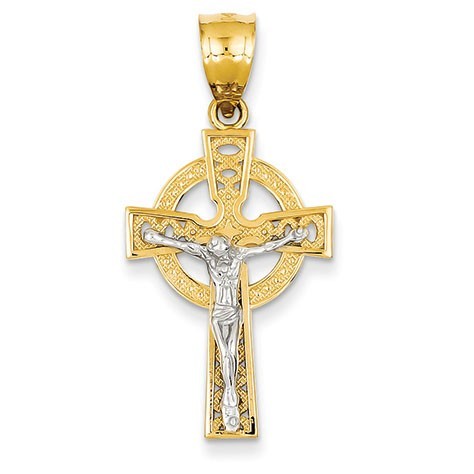 14k Two-tone Iona Crucifix Pendant