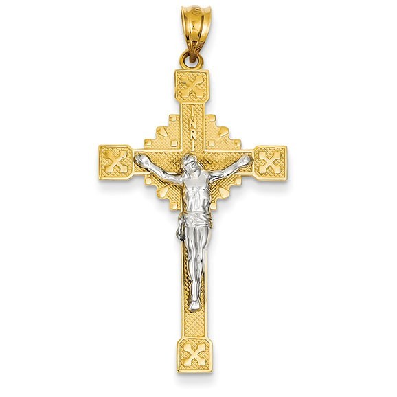 14k Two-tone Crucifix Pendant