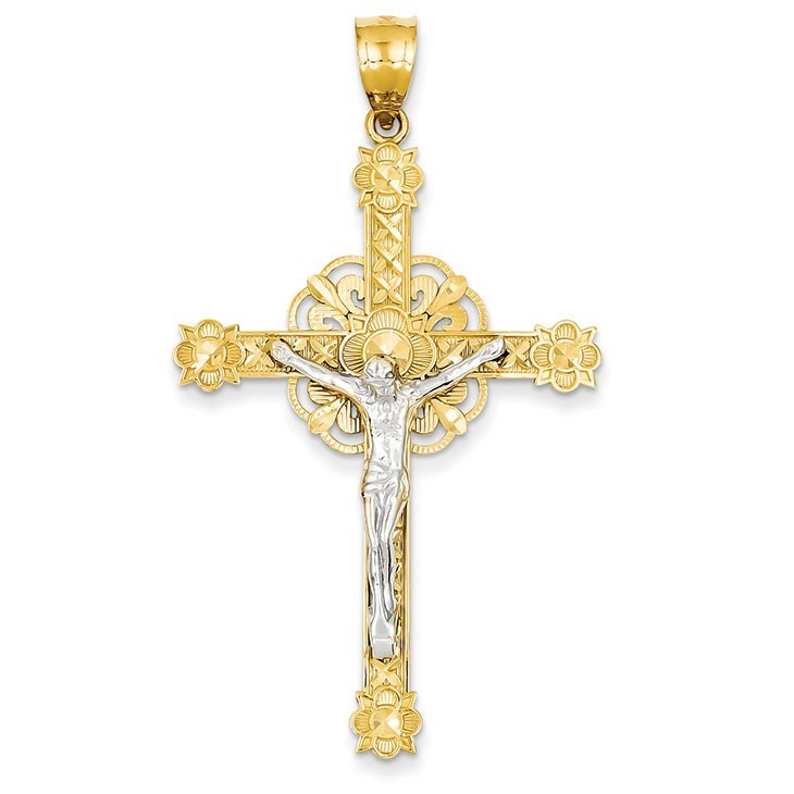 14k Two-tone Celtic Crucifix Pendant