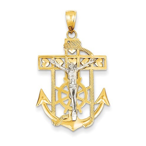 14k Two-tone Mariner's Crucifix Pendant