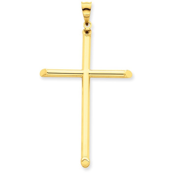 14k 3-D Polished Hollow Cross Pendant