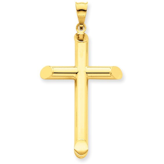14k 3-D Polished Hollow Cross Pendant