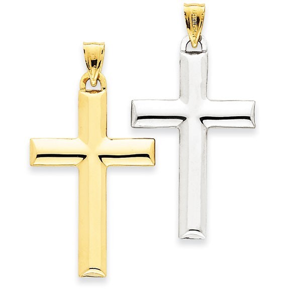 14K w/Rhodium Reversible Cross Pendant