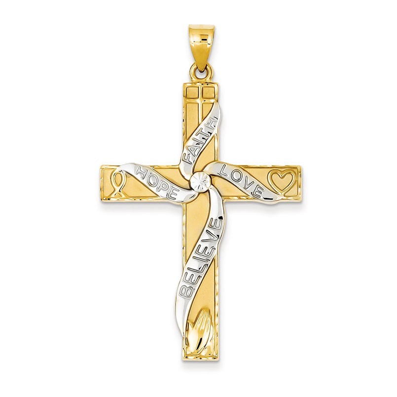 14K & Rhodium Latin Cross Pendant