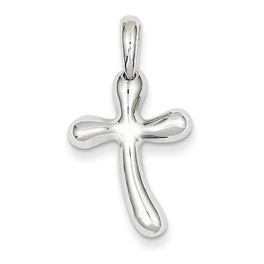 14k White Gold Freeform Cross Pendant