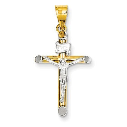 14k Two-tone & Rhodium INRI Crucifix Pendant