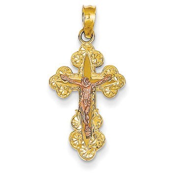 14k Two-tone Crucifix Pendant