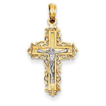 14k Two-tone Crucifix Charm