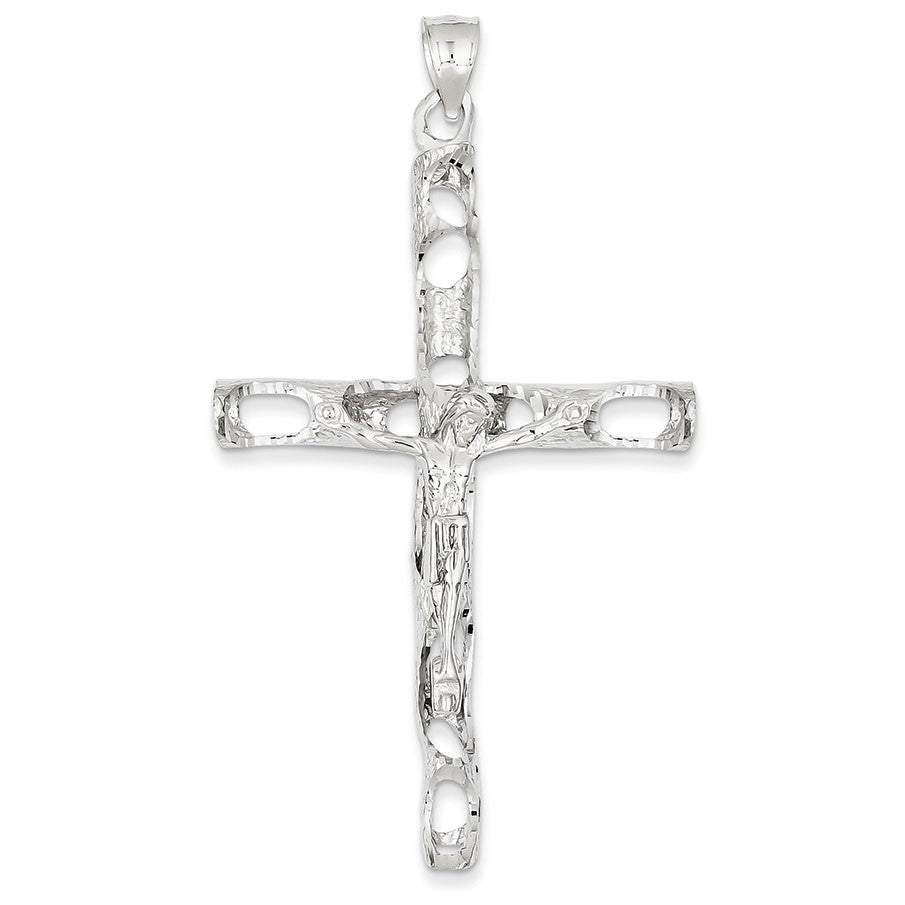 14K White Gold Crucifix Pendant